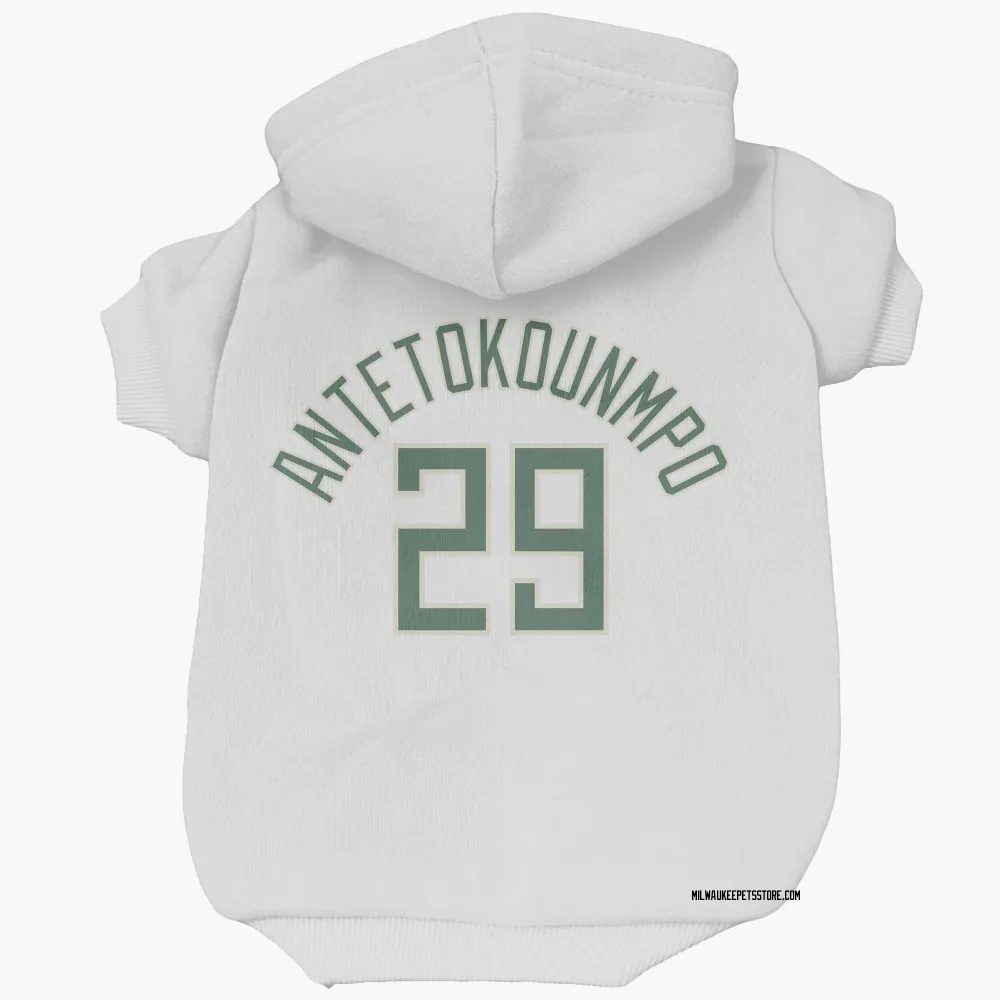 Milwaukee Bucks Alex Antetokounmpo White Pet Hoodie for Dog & Cat