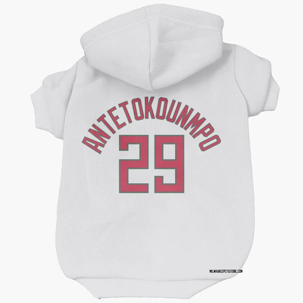 Milwaukee Bucks Alex Antetokounmpo White Red Pet Hoodie for Dog & Cat