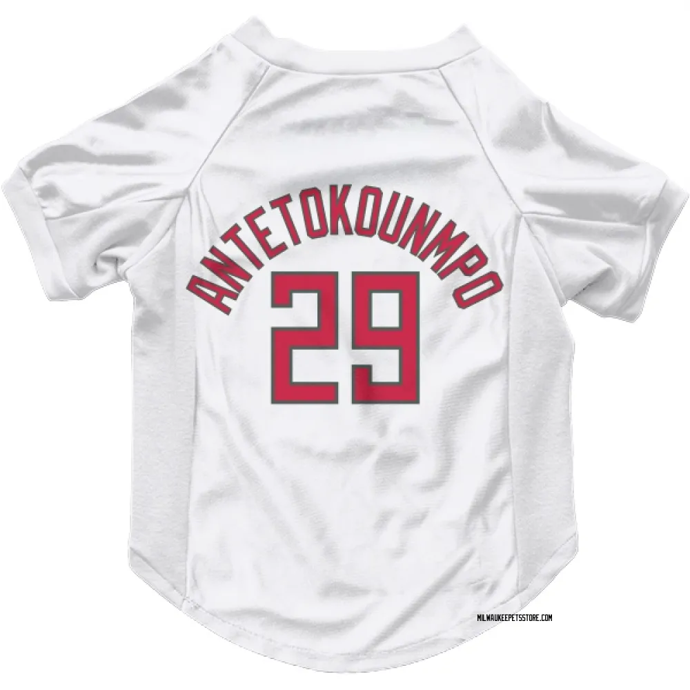 Milwaukee Bucks Alex Antetokounmpo White Red Pet Jersey for Dog & Cat