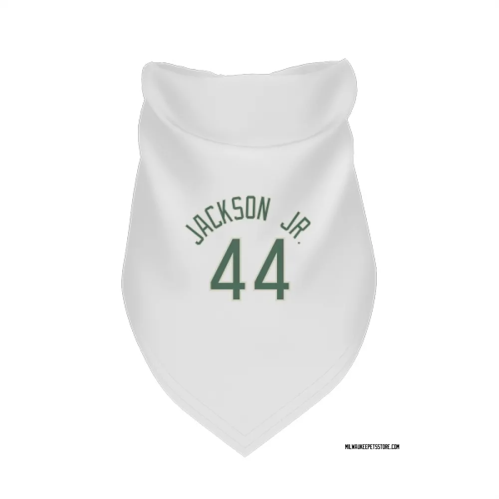 Milwaukee Bucks Andre Jackson Jr. White Pet Bandana for Dog & Cat