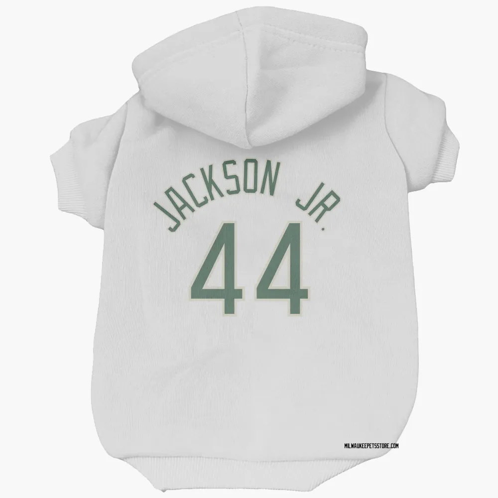 Milwaukee Bucks Andre Jackson Jr. White Pet Hoodie for Dog & Cat