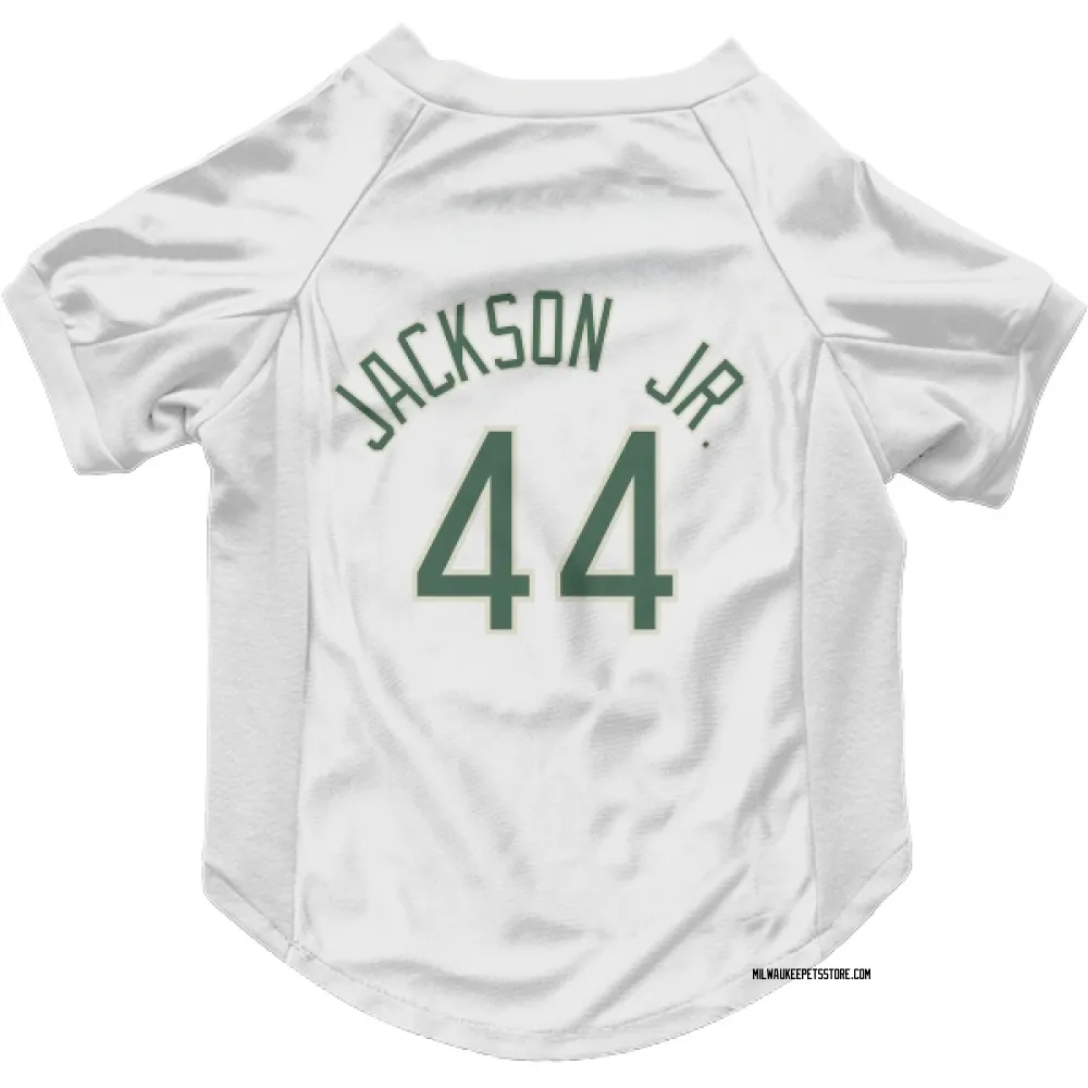 Milwaukee Bucks Andre Jackson Jr. White Pet Jersey for Dog & Cat