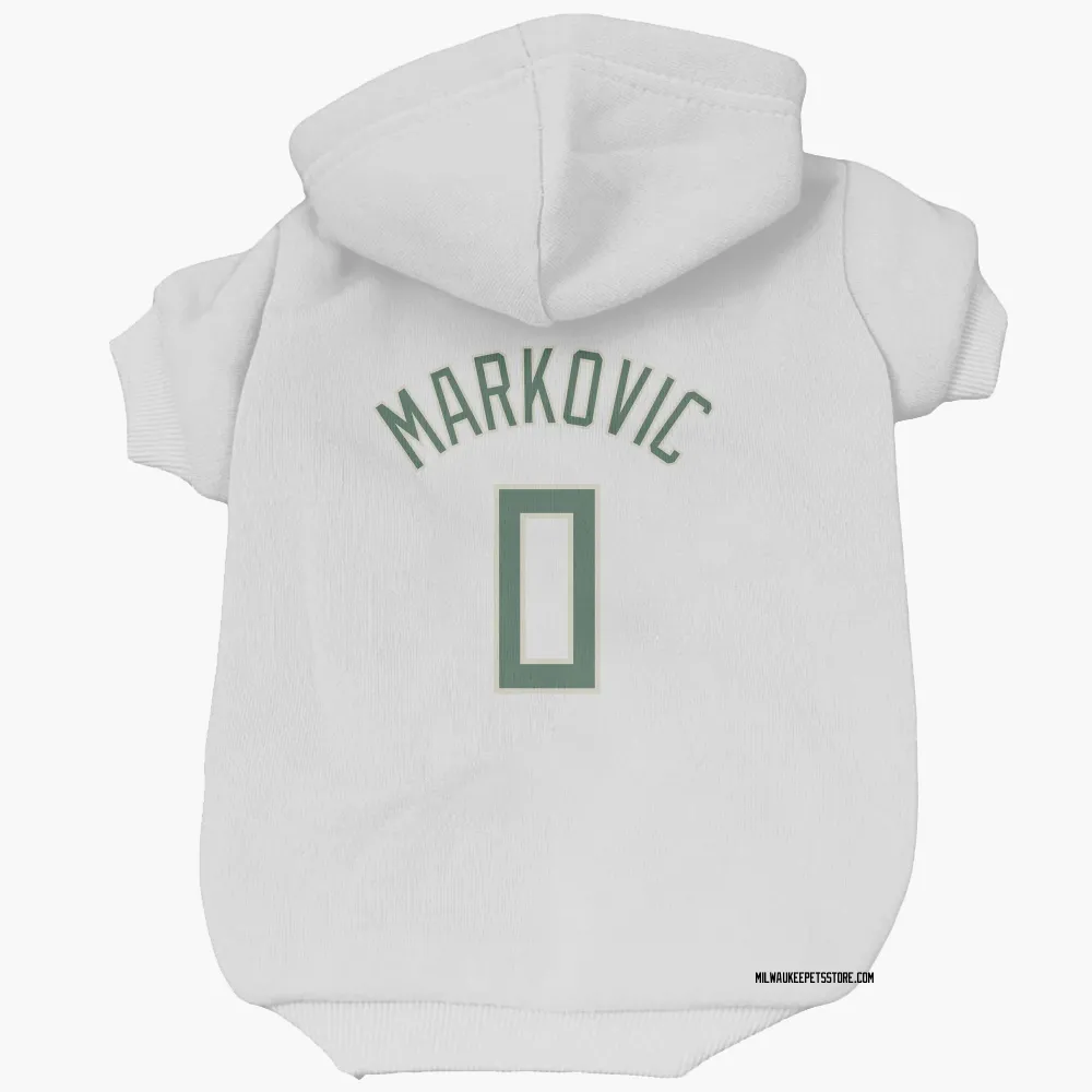 Milwaukee Bucks Bogoljub Markovic White Pet Hoodie for Dog & Cat