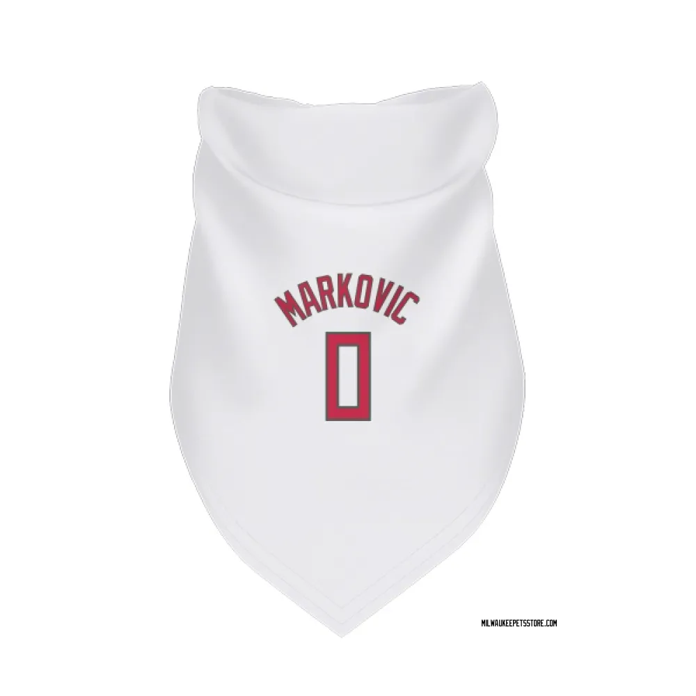 Milwaukee Bucks Bogoljub Markovic White Red Pet Bandana for Dog & Cat