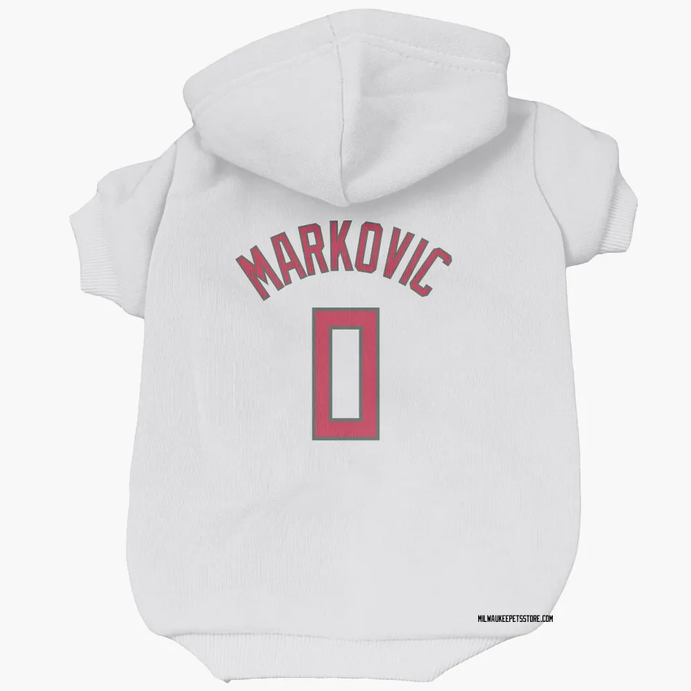 Milwaukee Bucks Bogoljub Markovic White Red Pet Hoodie for Dog & Cat