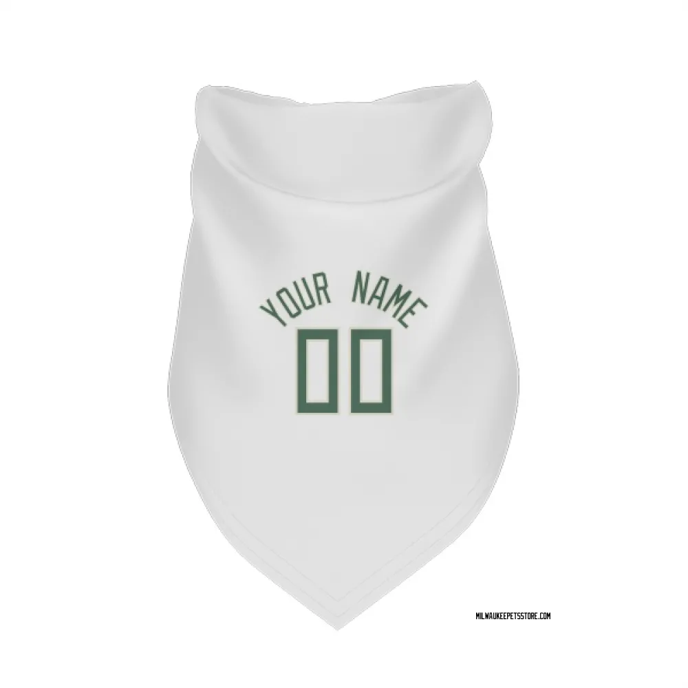 Milwaukee Bucks Custom White Pet Bandana for Dog & Cat
