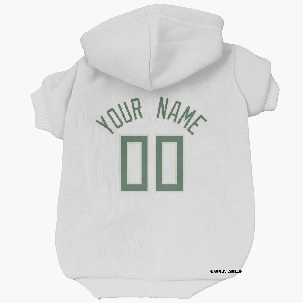 Milwaukee Bucks Custom White Pet Hoodie for Dog & Cat