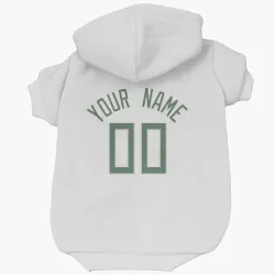 Milwaukee Bucks Custom White Pet Hoodie for Dog & Cat
