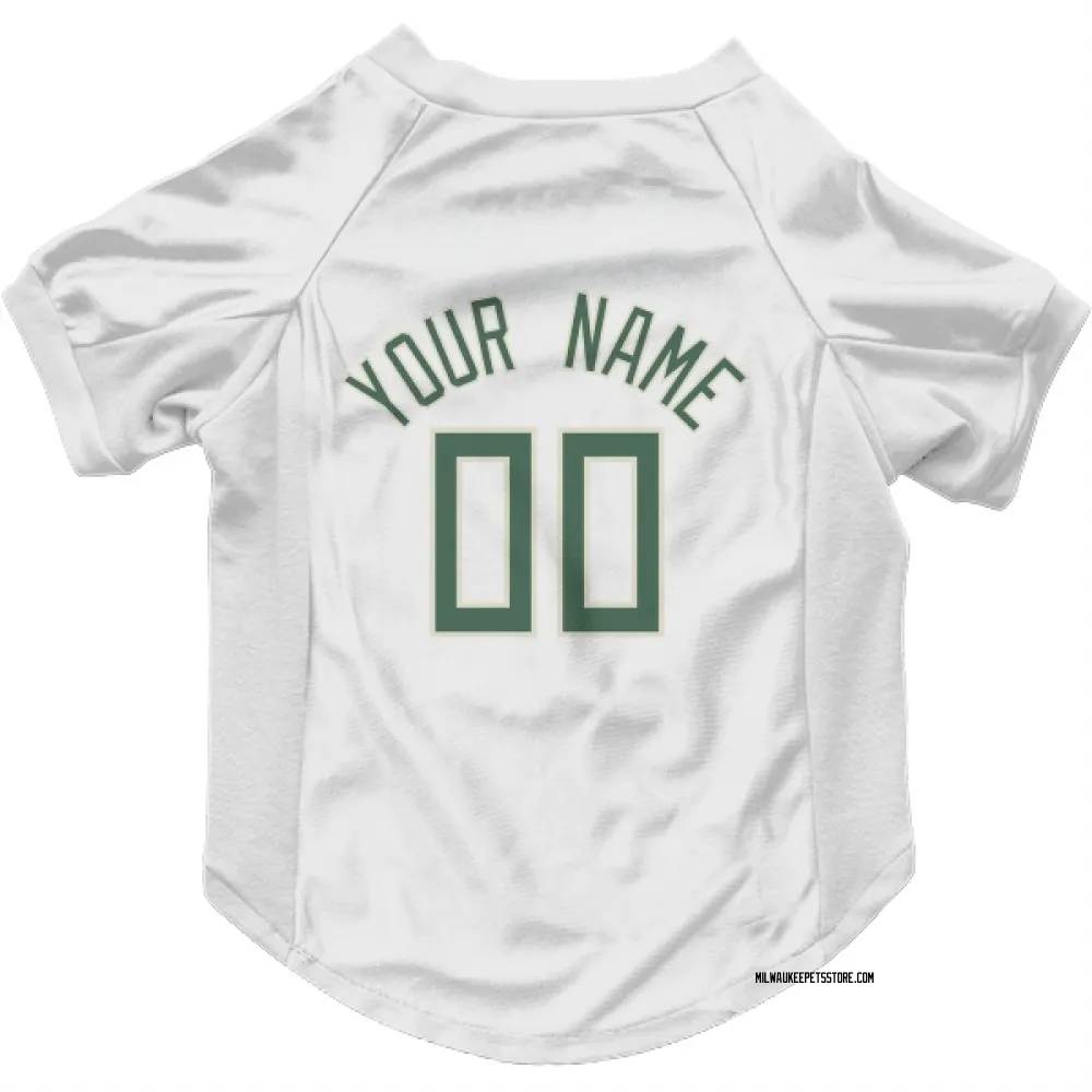Milwaukee Bucks Custom White Pet Jersey for Dog & Cat