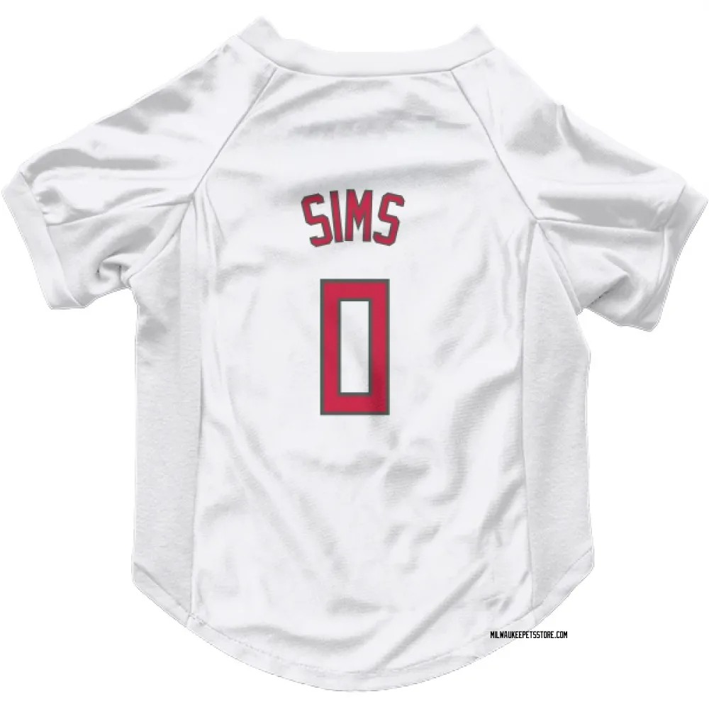 Milwaukee Bucks Jericho Sims White Red Pet Jersey for Dog & Cat