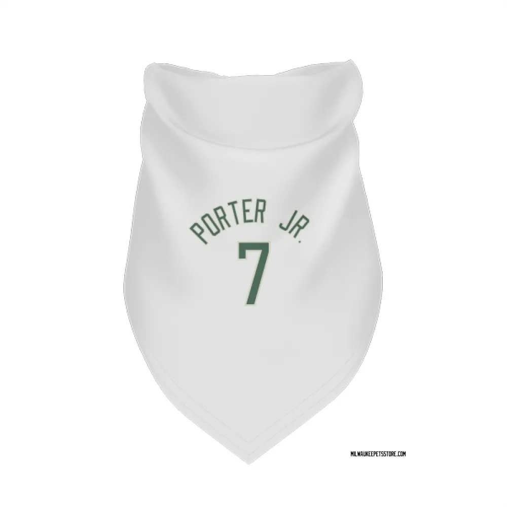 Milwaukee Bucks Kevin Porter Jr. White Pet Bandana for Dog & Cat