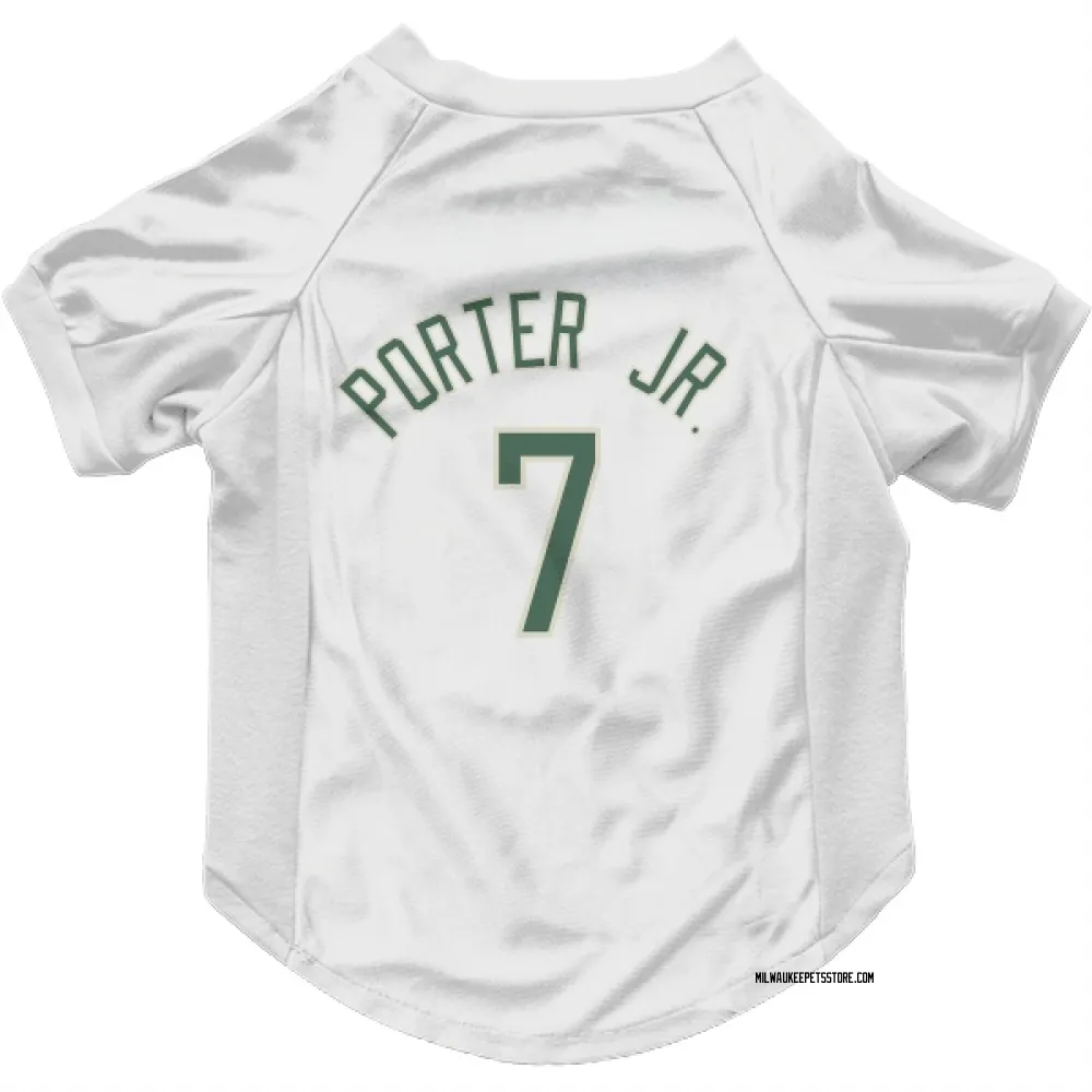 Milwaukee Bucks Kevin Porter Jr. White Pet Jersey for Dog & Cat
