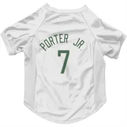 Milwaukee Bucks Kevin Porter Jr. White Pet Jersey for Dog & Cat