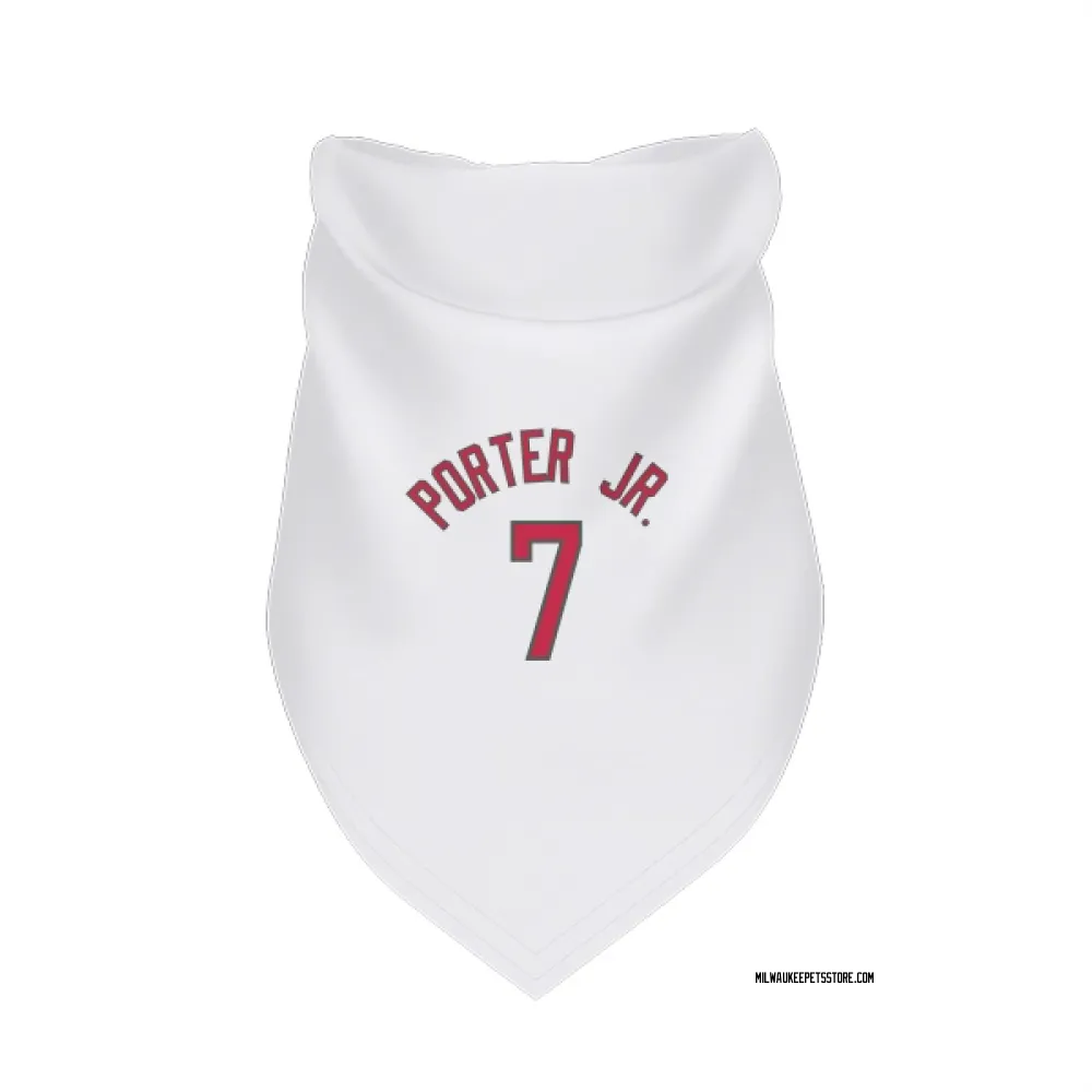 Milwaukee Bucks Kevin Porter Jr. White Red Pet Bandana for Dog & Cat