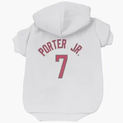 Milwaukee Bucks Kevin Porter Jr. White Red Pet Hoodie for Dog & Cat