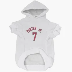 Milwaukee Bucks Kevin Porter Jr. White Red Pet Hoodie for Dog & Cat