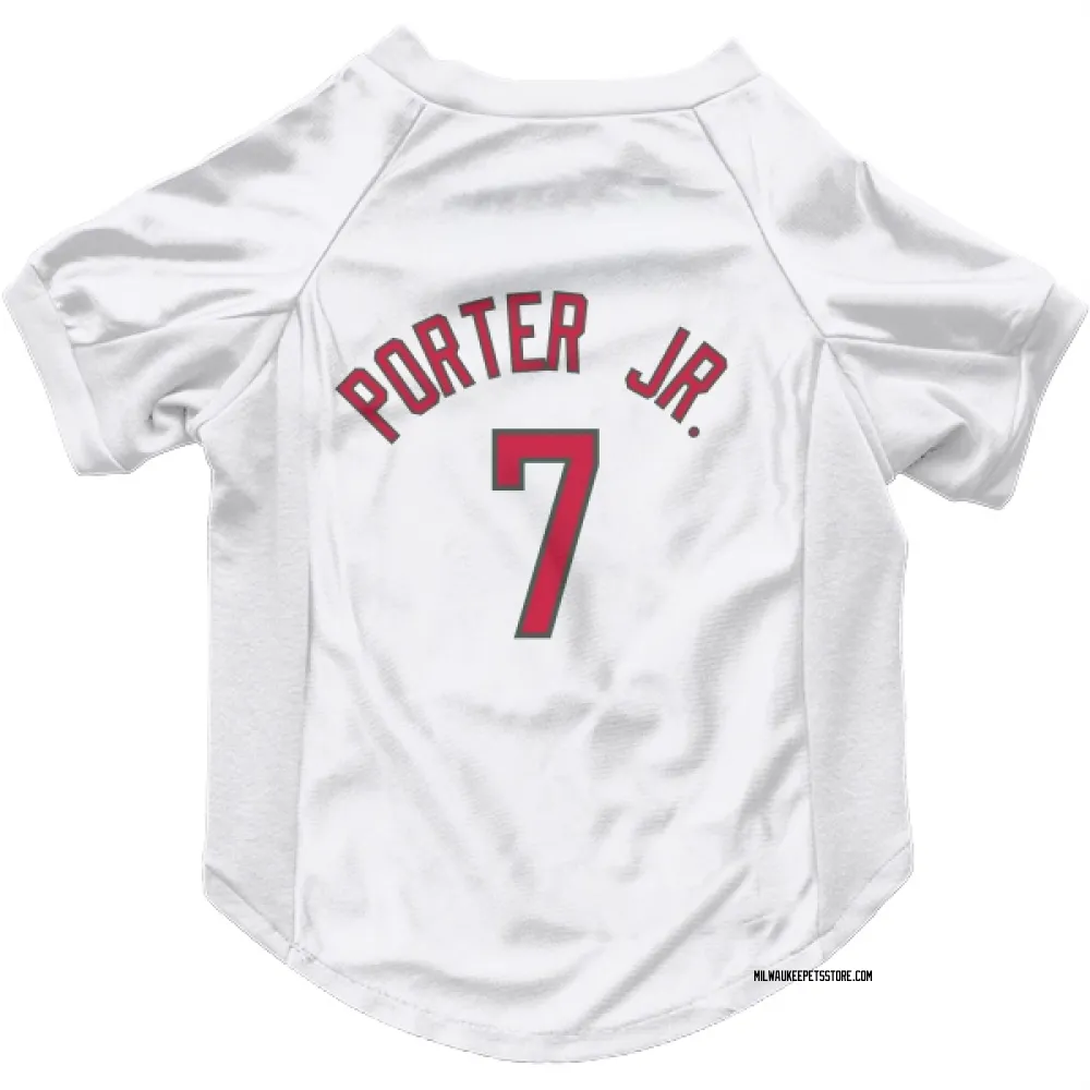Milwaukee Bucks Kevin Porter Jr. White Red Pet Jersey for Dog & Cat