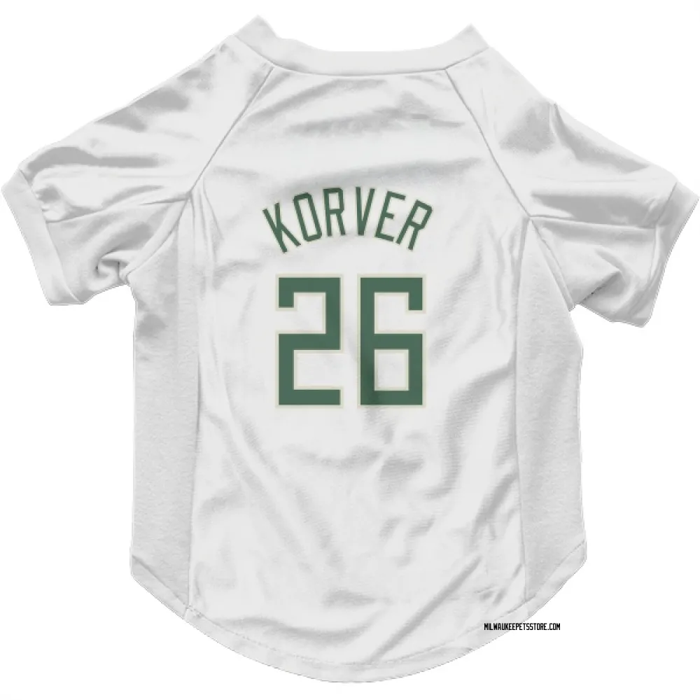 Milwaukee Bucks Kyle Korver White Pet Jersey for Dog & Cat