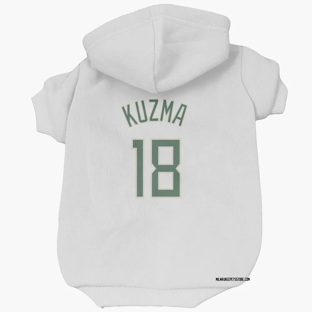Milwaukee Bucks Kyle Kuzma White Pet Hoodie for Dog & Cat