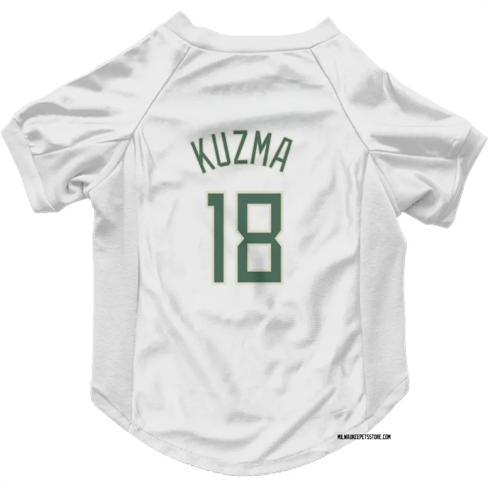 Milwaukee Bucks Kyle Kuzma White Pet Jersey for Dog & Cat