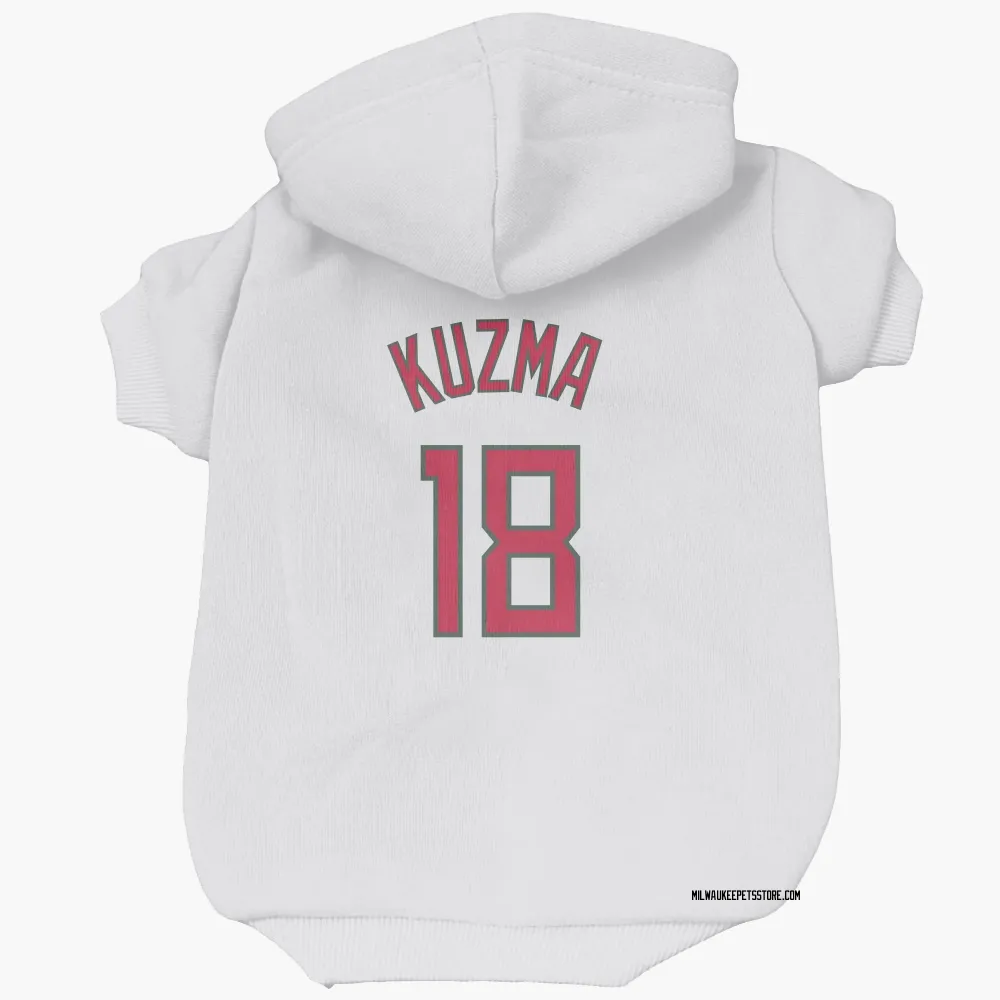 Milwaukee Bucks Kyle Kuzma White Red Pet Hoodie for Dog & Cat