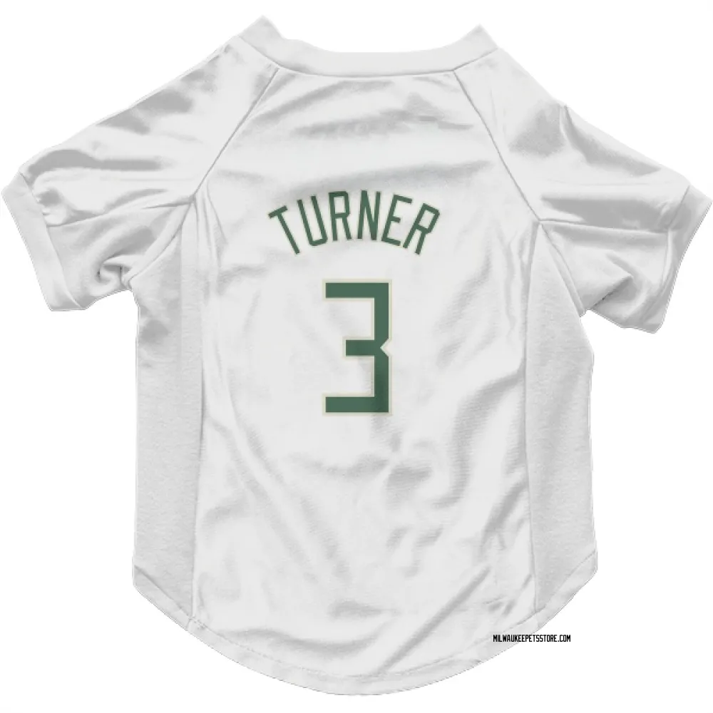 Milwaukee Bucks Myles Turner White Pet Jersey for Dog & Cat