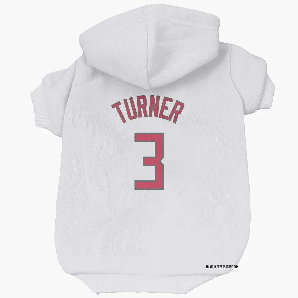 Milwaukee Bucks Myles Turner White Red Pet Hoodie for Dog & Cat