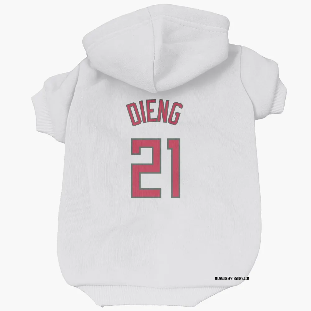 Milwaukee Bucks Ousmane Dieng White Red Pet Hoodie for Dog & Cat