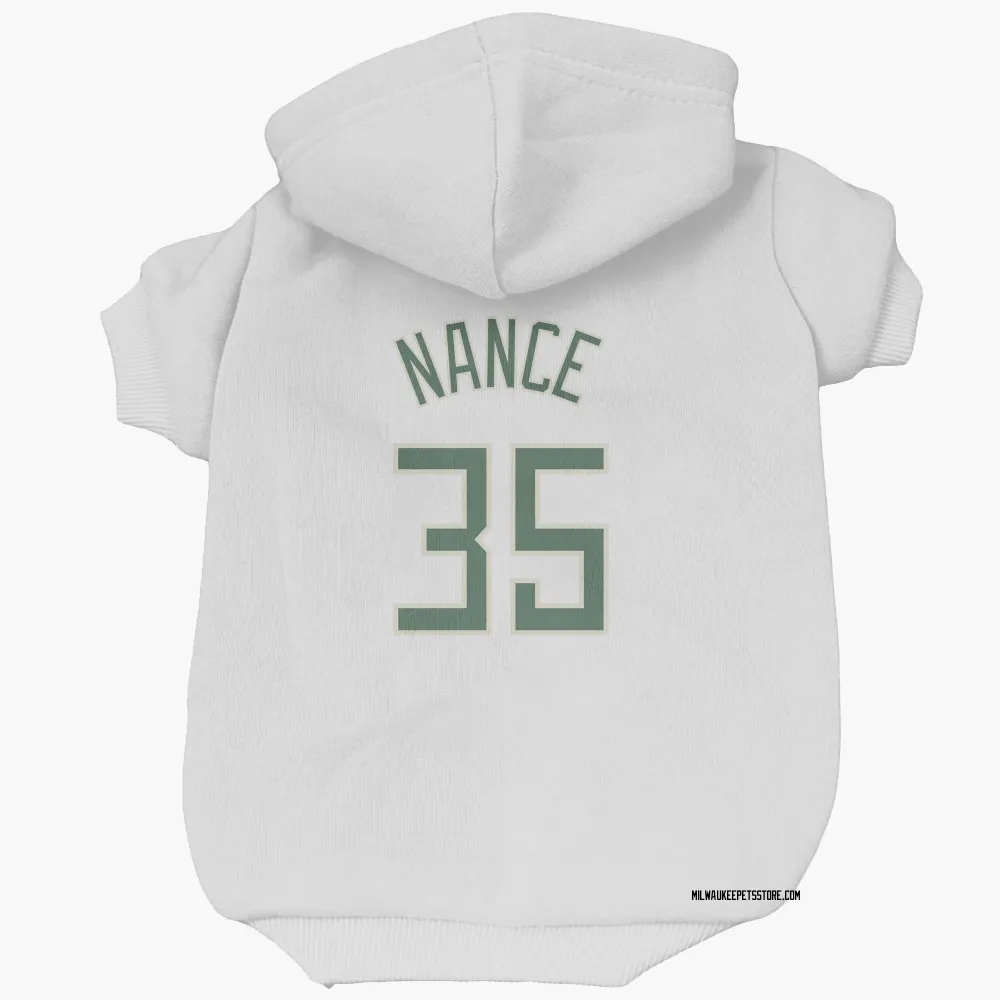 Milwaukee Bucks Pete Nance White Pet Hoodie for Dog & Cat