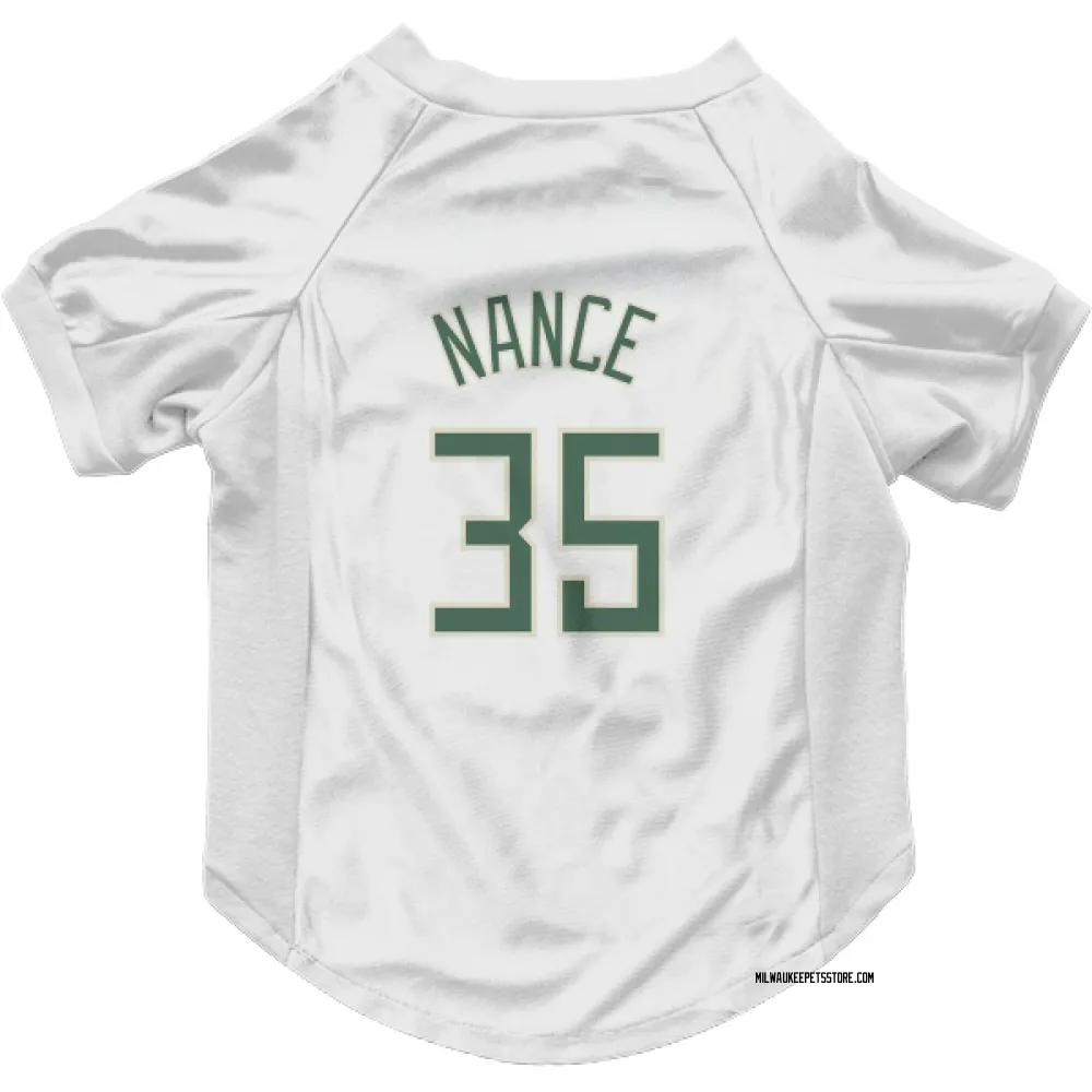 Milwaukee Bucks Pete Nance White Pet Jersey for Dog & Cat