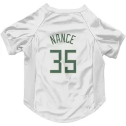Milwaukee Bucks Pete Nance White Pet Jersey for Dog & Cat