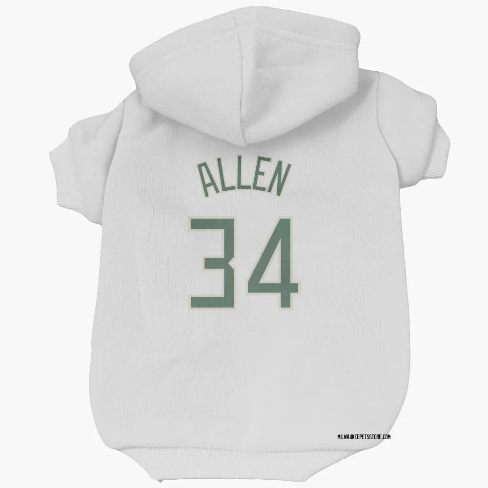 Milwaukee Bucks Ray Allen White Pet Hoodie for Dog & Cat