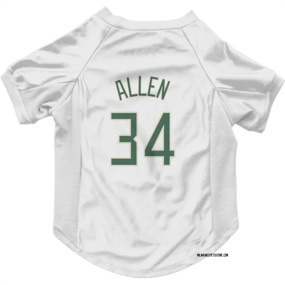 Milwaukee Bucks Ray Allen White Pet Jersey for Dog & Cat