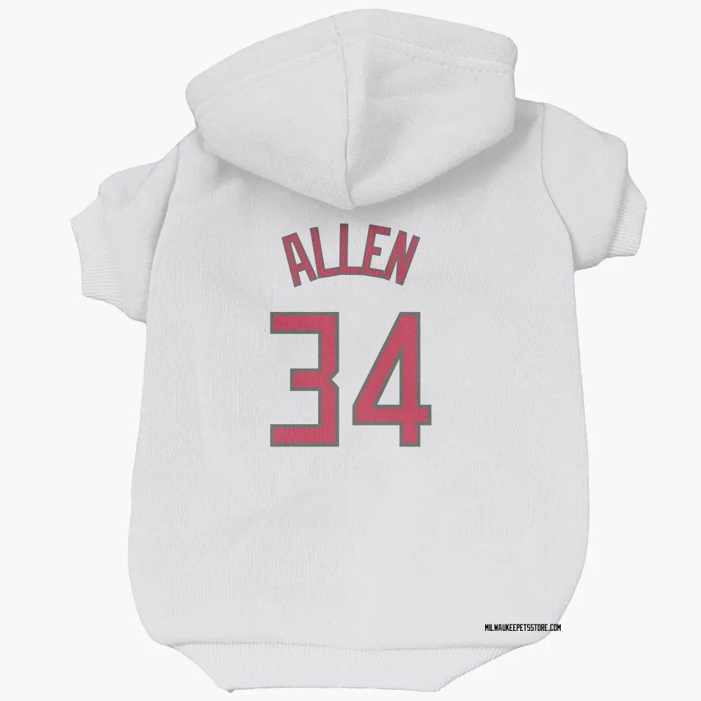 Milwaukee Bucks Ray Allen White Red Pet Hoodie for Dog & Cat
