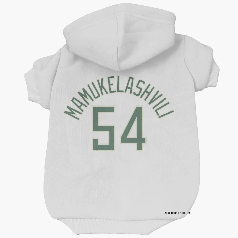 Milwaukee Bucks Sandro Mamukelashvili White Pet Hoodie for Dog & Cat