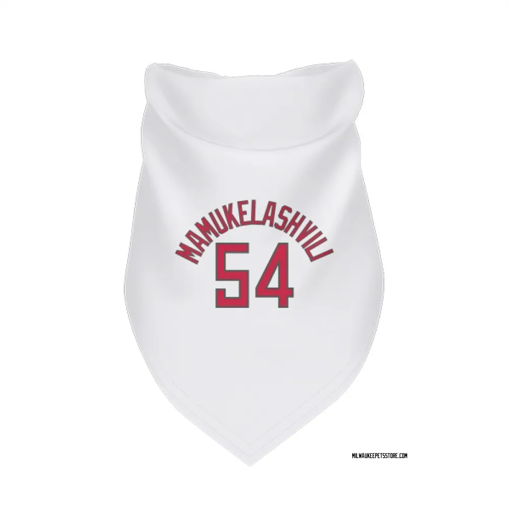 Milwaukee Bucks Sandro Mamukelashvili White Red Pet Bandana for Dog & Cat