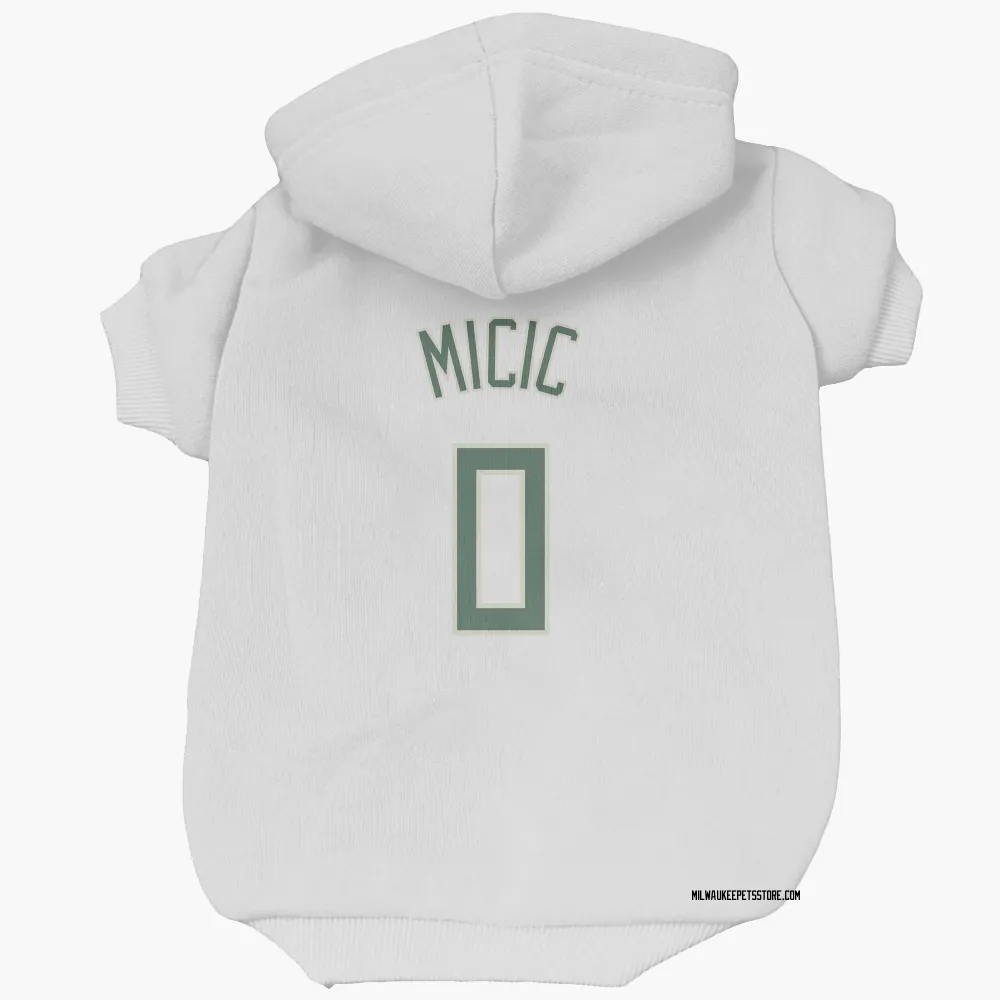 Milwaukee Bucks Vasilije Micic White Pet Hoodie for Dog & Cat